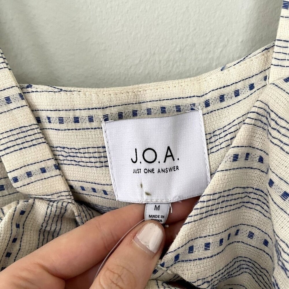 NWT J.O.A. blue and white striped off shoulder button down sailor dress size M - Picture 3 of 5